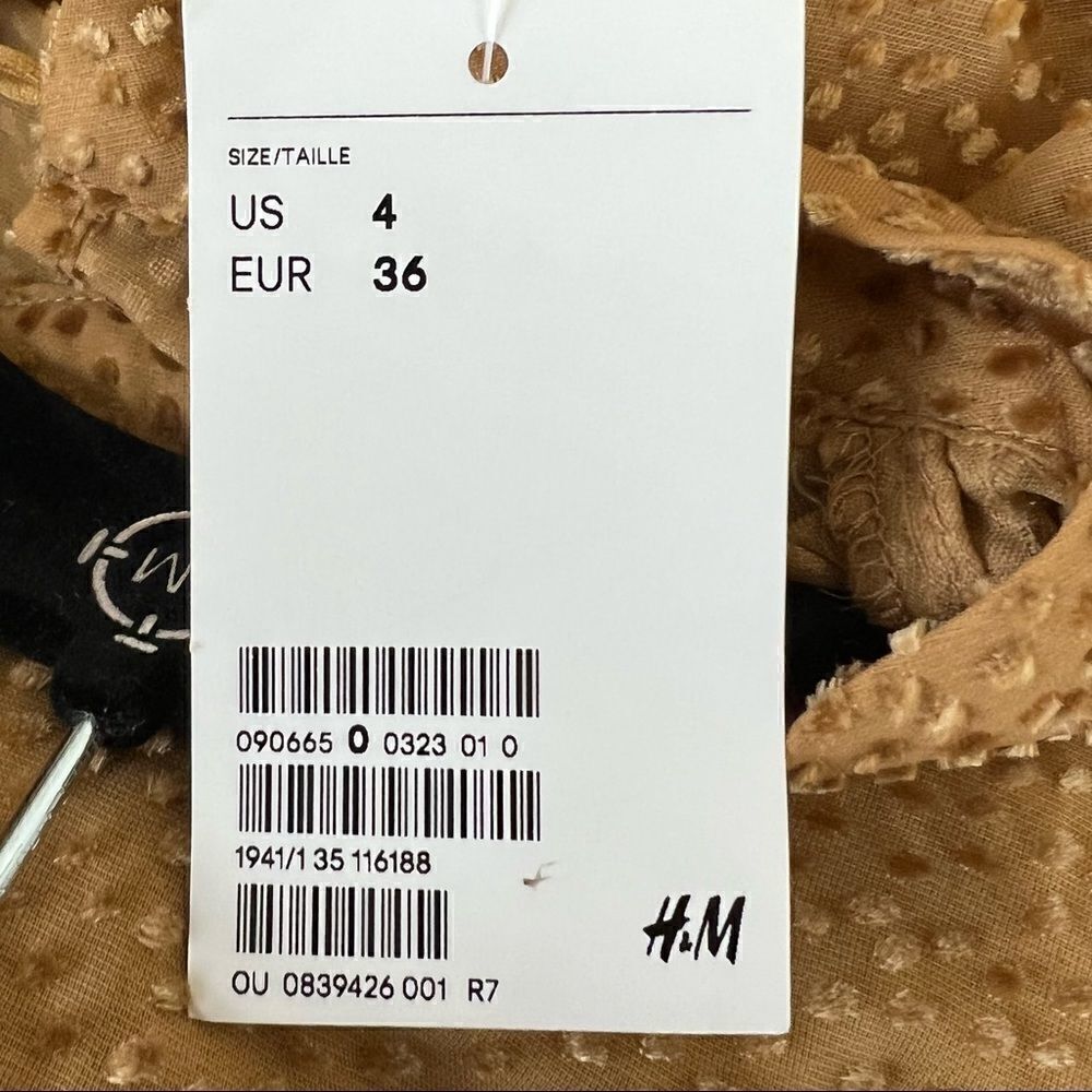 H&M Puff Sleeved Mini Dress in Dark Beige, Size 4 - Picture 15 of 16